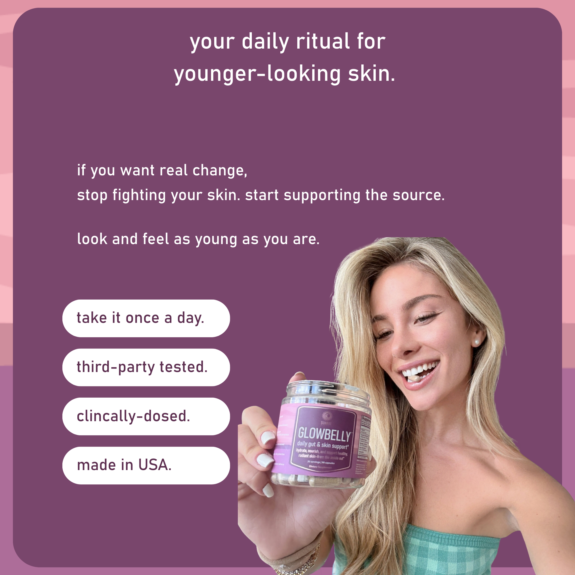 Glowbelly gut skin supplement daily ritual for younger-looking skin